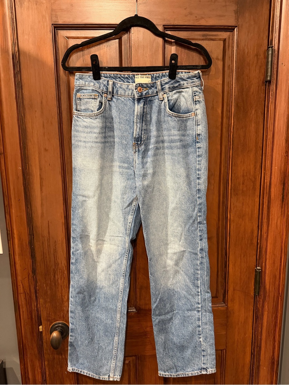 Free People Light Blue Straight-Leg Jeans